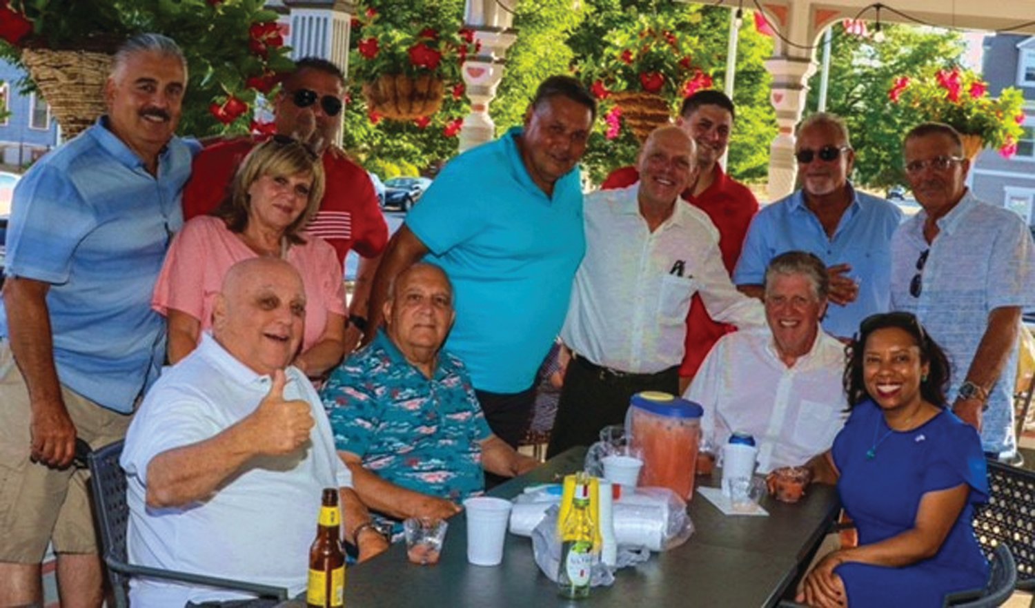 LOCAL LINK: Many Johnston residents like Richard DelFino III and Jr., Stephen Mallane, John D’Errico, Don Oliver, Mike Maddalena and Paul Giarrusso join Gov. Dan McKee and Lt. Gov. Sabina Matos during last Friday night’s fun and food-filled event.